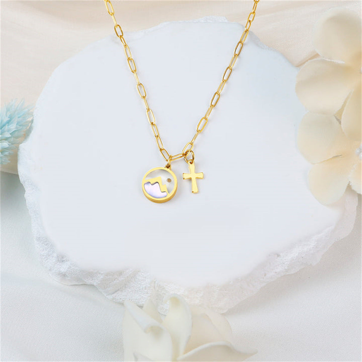 Capsella bursa‑pastoris Seed Wish Oval Stainless Steel Pendant Necklace, Gift for Men, Women and Couples