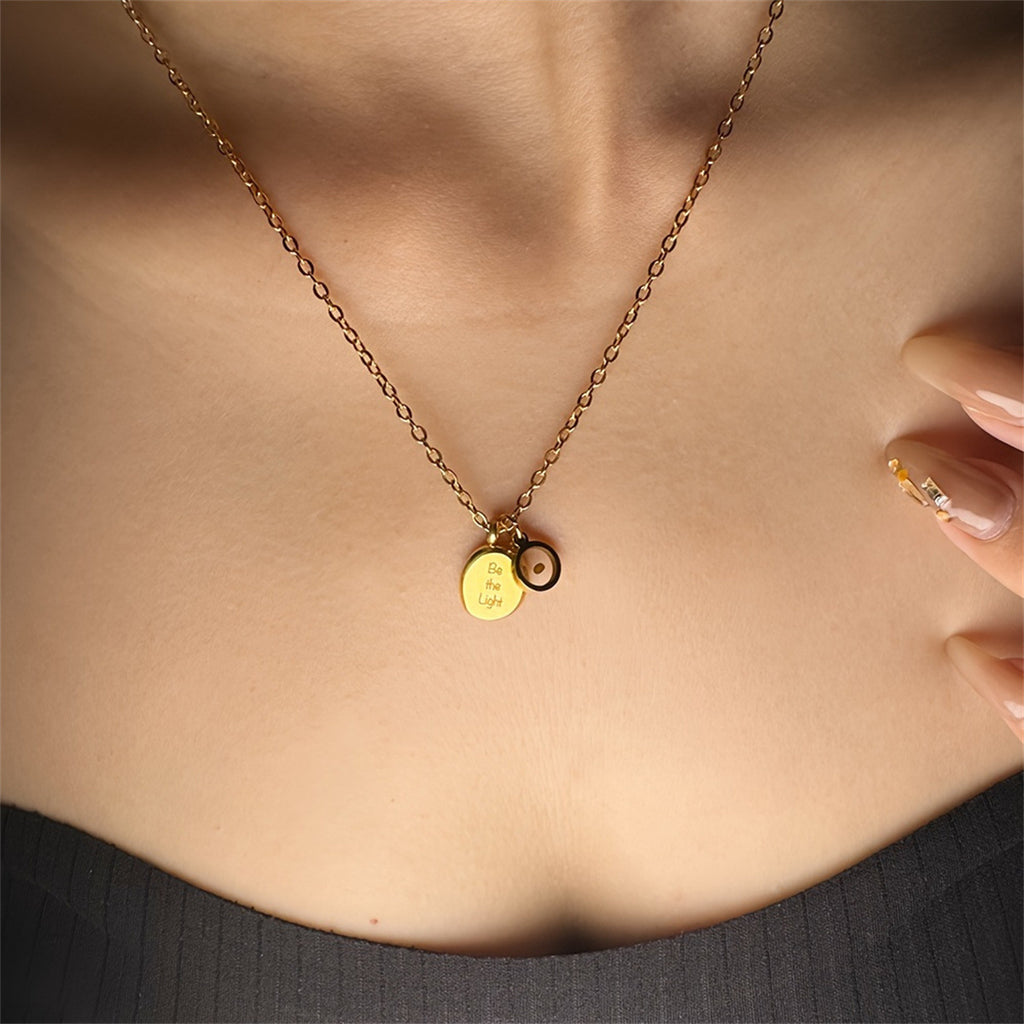 Gold-Plated Stainless Steel Mustard Seed Faith Inspirational "Be the Light" Pendant Necklace