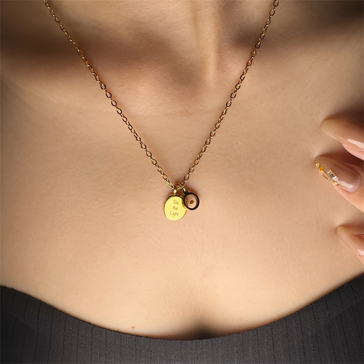 Gold-Plated Stainless Steel Mustard Seed Faith Inspirational "Be the Light" Pendant Necklace